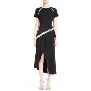 Jonathan Simkhai Women's Black Asymmetric Dress Size 6 Midi Tiered Dress